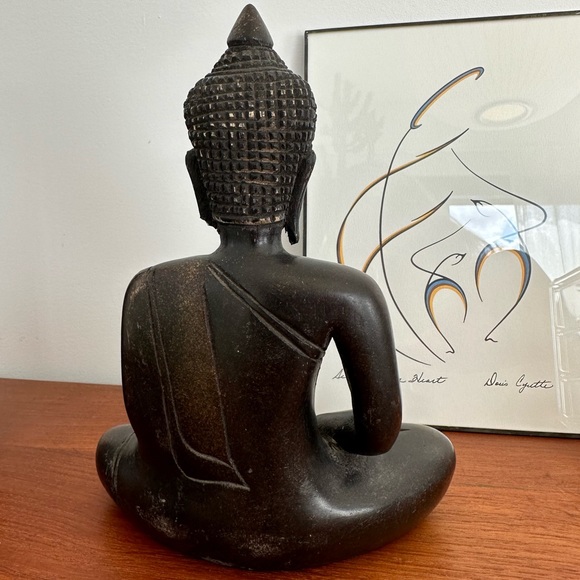 Vintage Wooden Buddha Hand Carved Statue - Picture 3 of 4